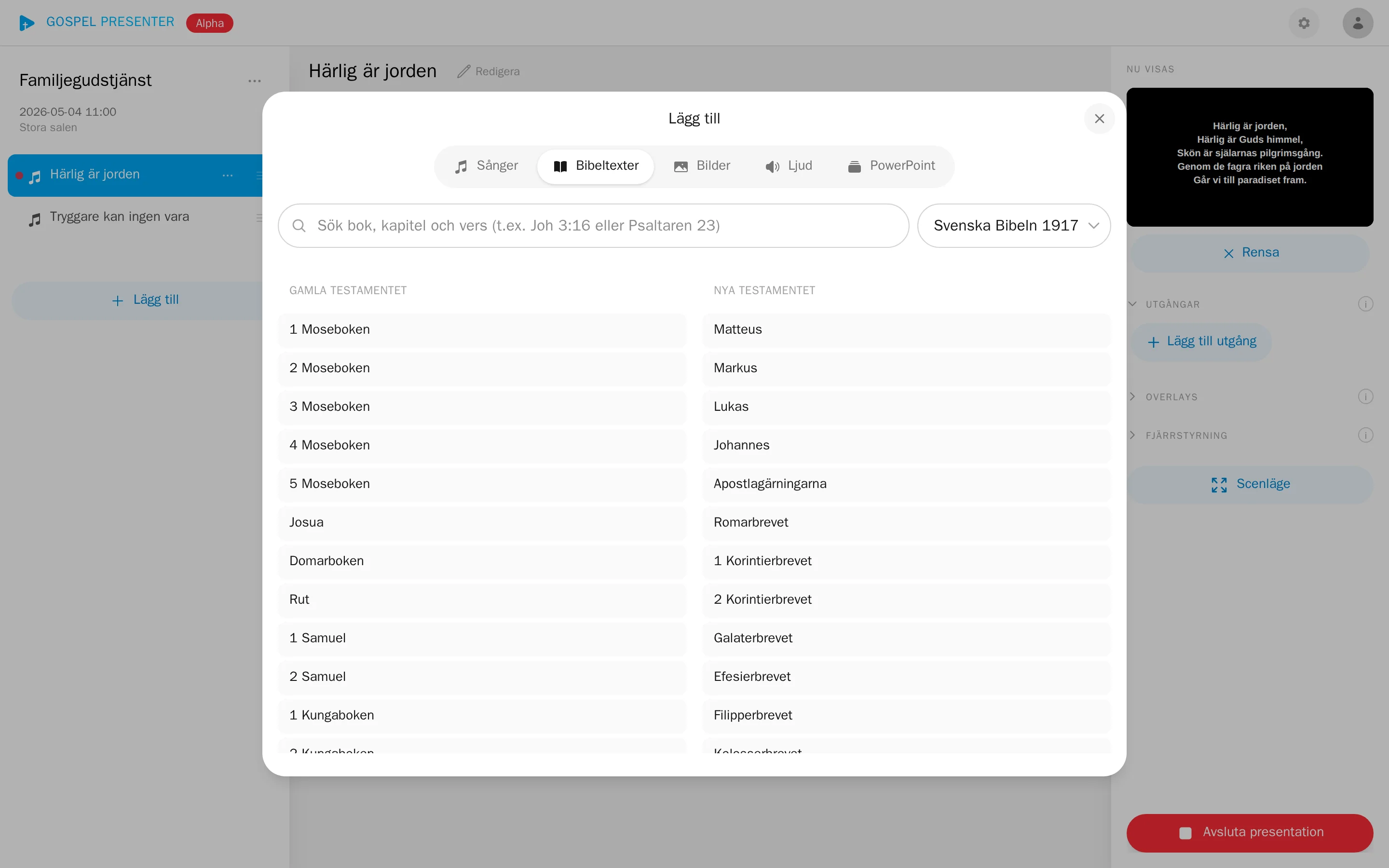 Sök i flera bibelöversättningar
