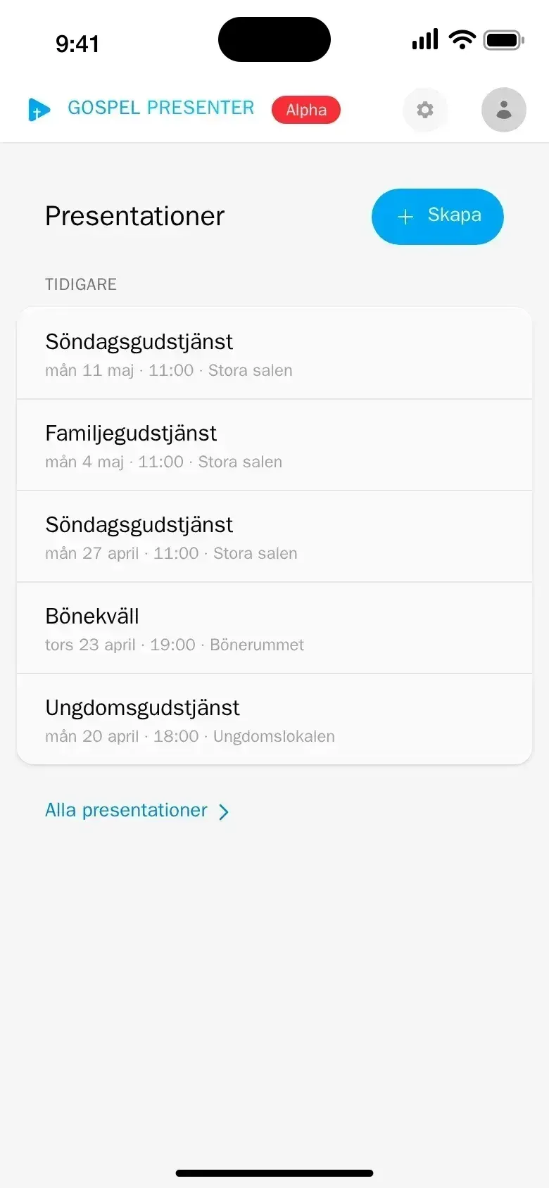 Presentationerna i mobilen