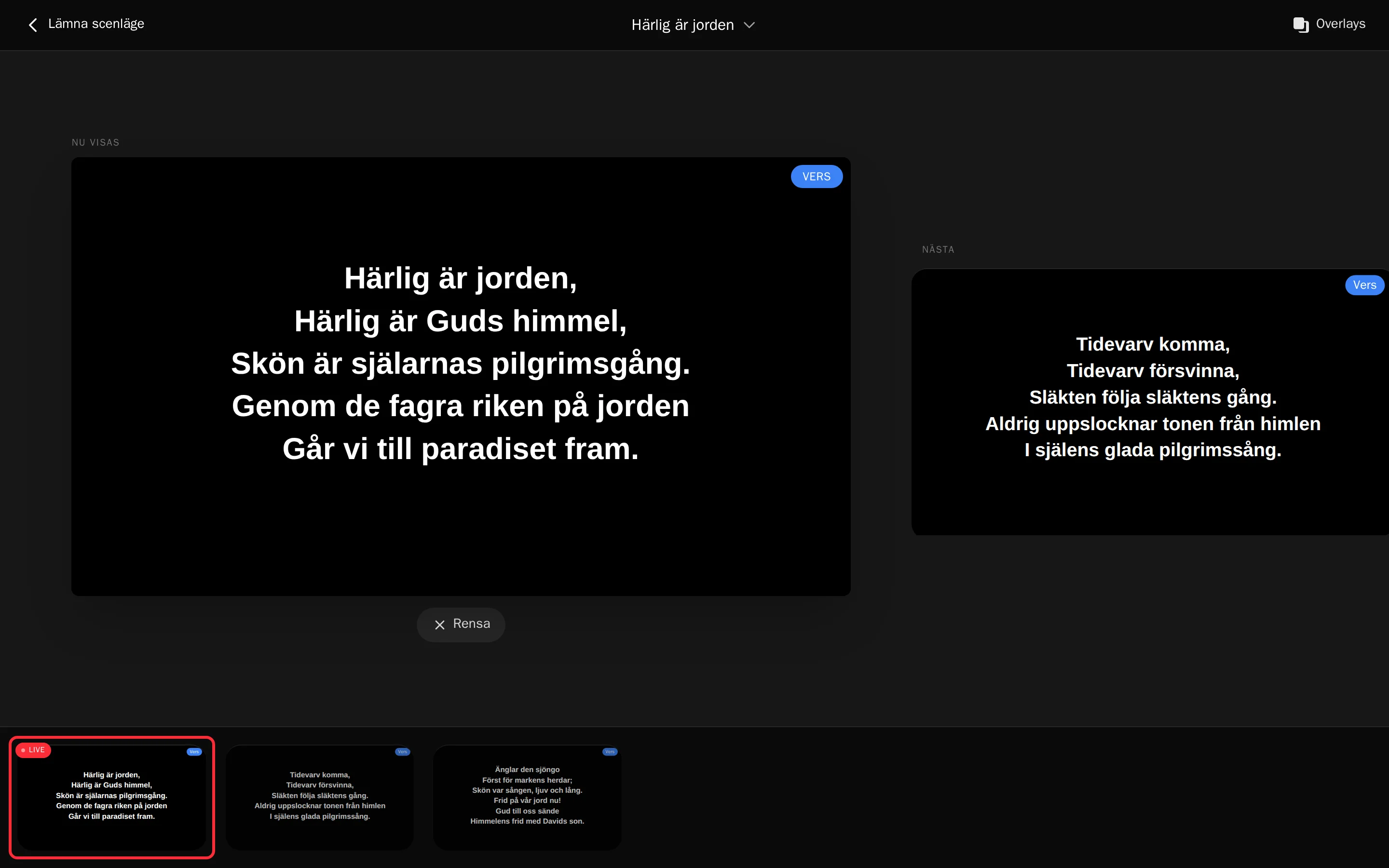 Scenläget för lovsångsledaren