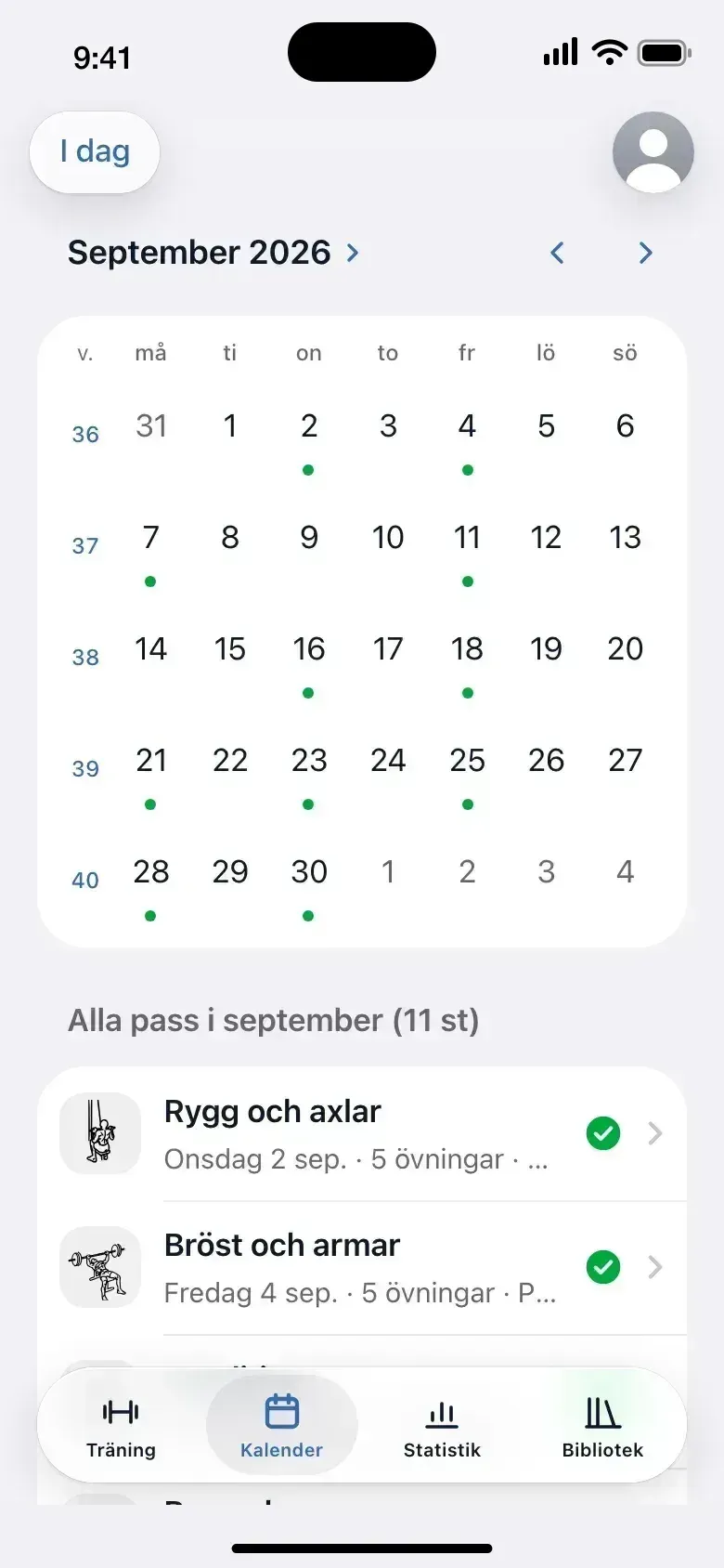 Kalendern med alla pass