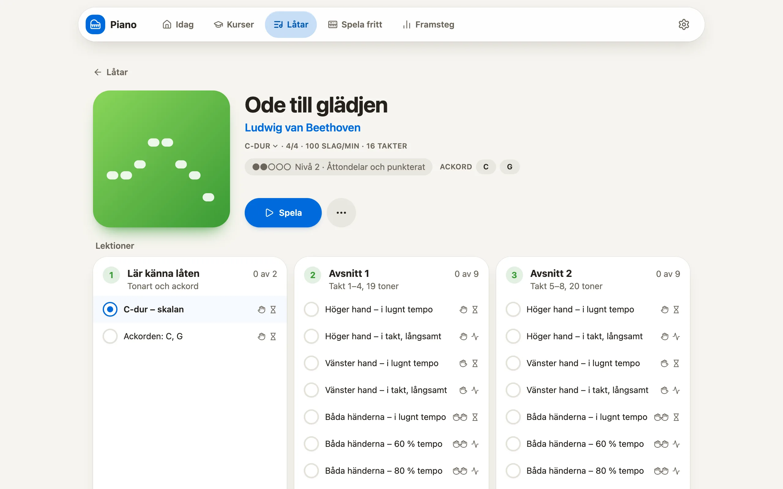 En låt blir lektioner, avsnitt för avsnitt